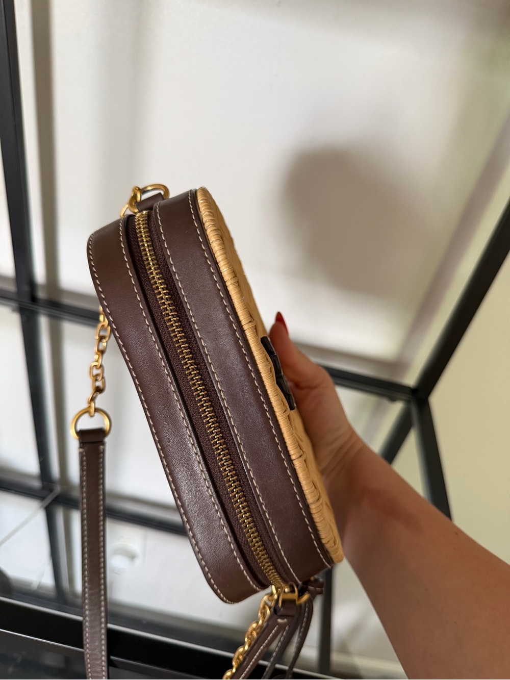 Tory Burch McGraw Woven Dark Brown Crossbody Bag - Picture 10 of 11
